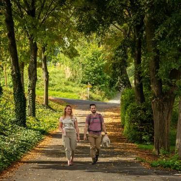 Pár túrázik az erdőben Dél-Burgenlandban